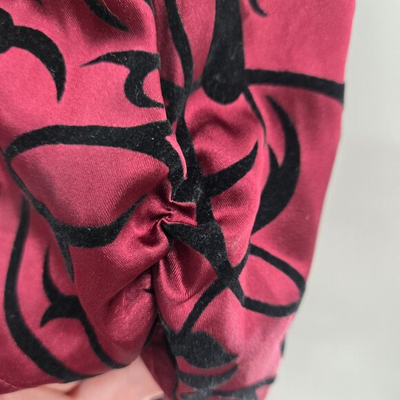 Lane Bryant Burgundy Black Velvet Burnout Button Down Short Sleeved Top 22/24 - Picture 5 of 12